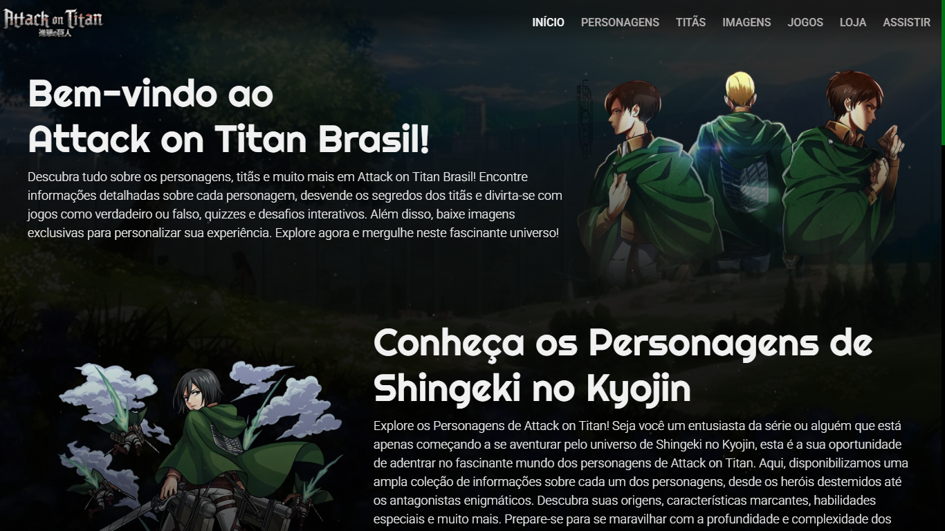 Imagem do site Attack on Titan Brasil